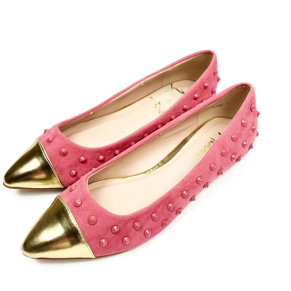 pink studded flats